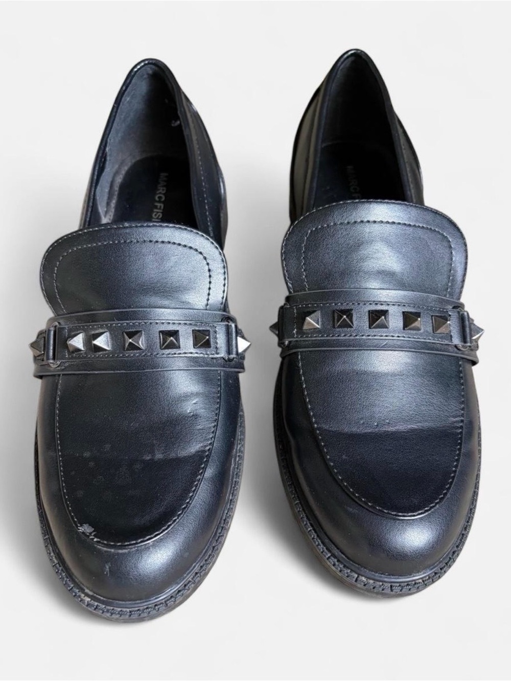 Marc Fisher women’s studed loafers in vegan leather. Size 8.5.
